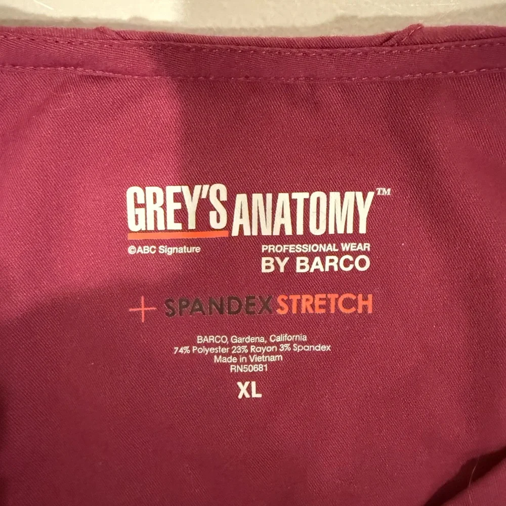 BUNDLE: Grey's Anatomy Women’s Scrub Tops in Olive, Charcoal and Burgundy - XL - Picture 9 of 10